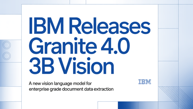 IBM Releases Granite 4.0 3B Vision: A New Vision Language Model for Enterprise Grade Document Data Extraction