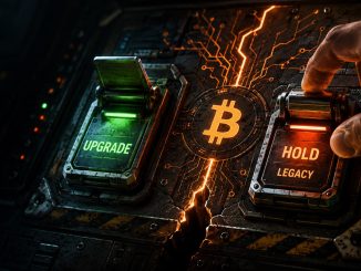 Wall Street shark swallowing Bitcoin symbol to illustrate how Wall Street took over crypto and institutionalized digital assets